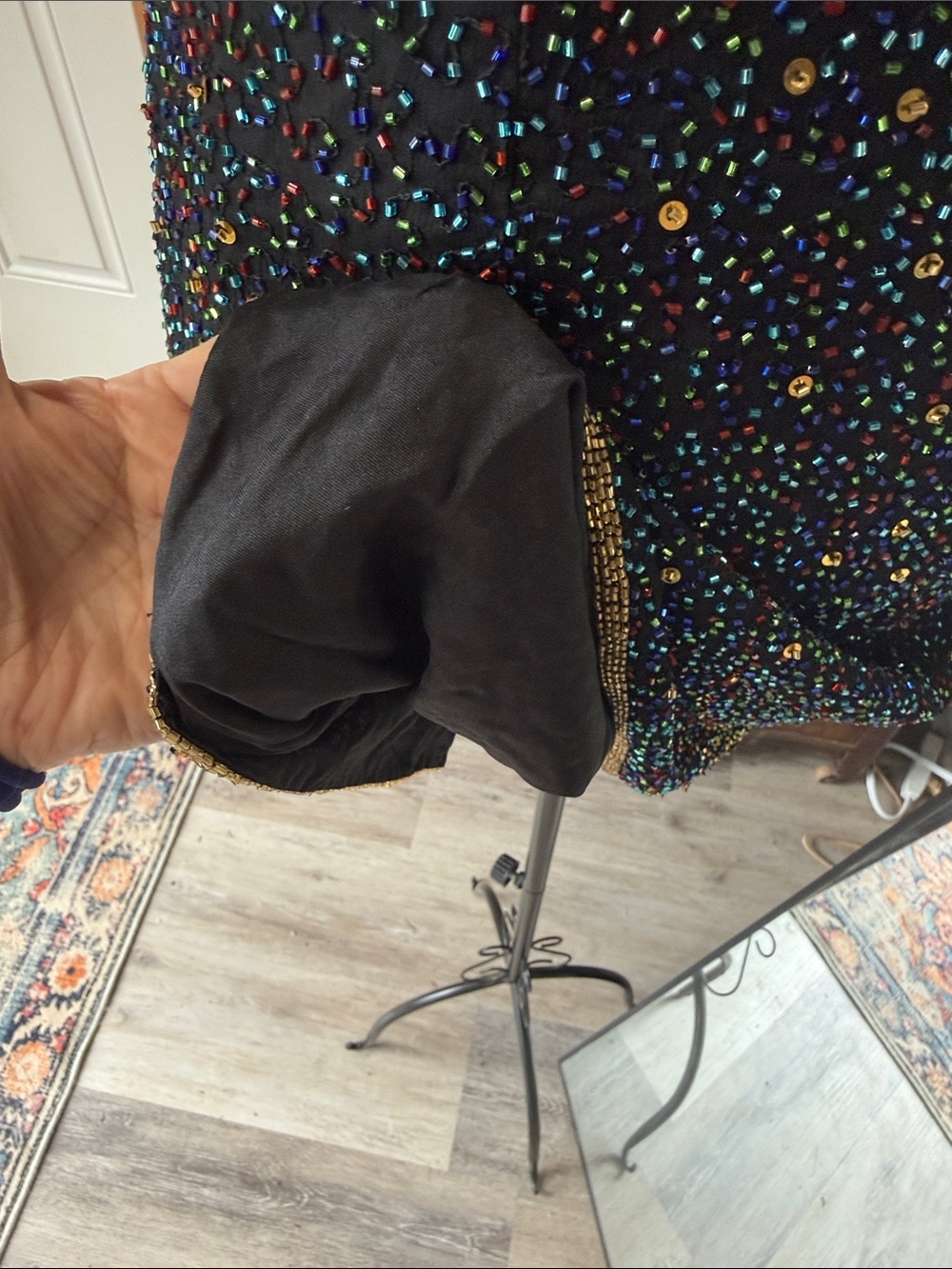 Beautiful Black Sequin Cowl Neck Mini Dress with Multicolor Sequins❤️ - Picture 7 of 7